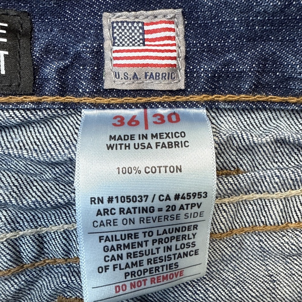 Ariat Jeans Mens 36x30 Blue Flame Resistant M3 Loose Straight Workwear Denim NWT - Picture 4 of 14